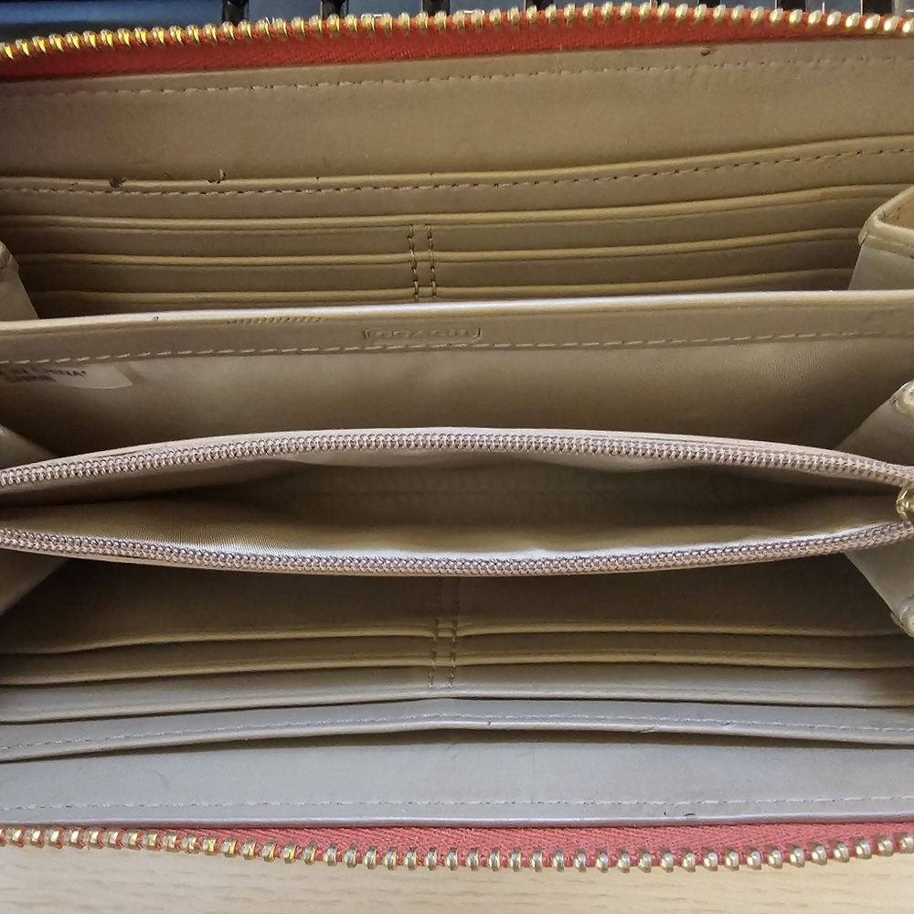 Coach Ashley Leather Zip Around Wallet – Burnt Orange/Rust – Beige Interior - Picture 10 of 10